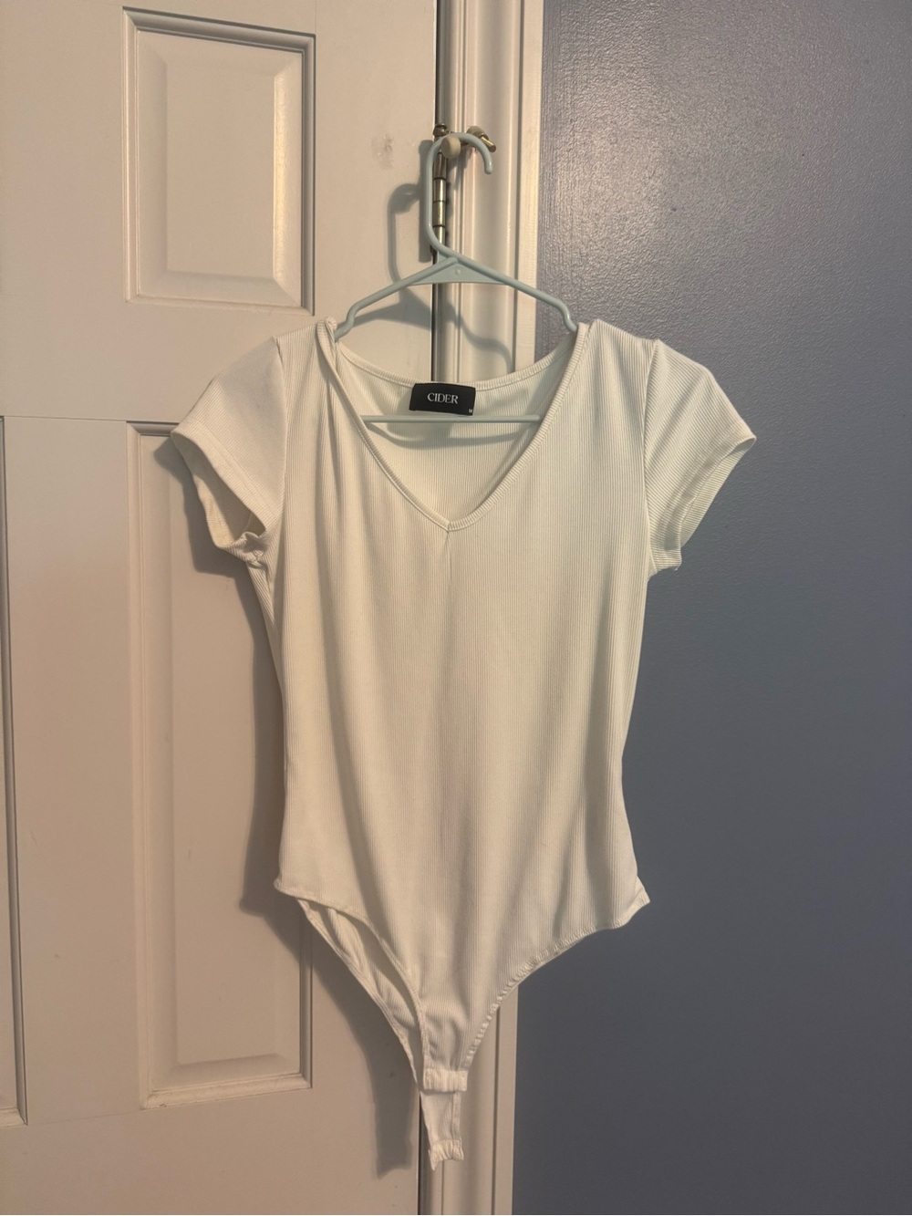 Cider White Short Sleeve V-Neck Bodysuit